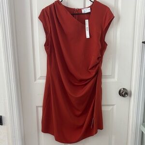 ASOS Rust Draped Cap-Sleeve Mini Dress